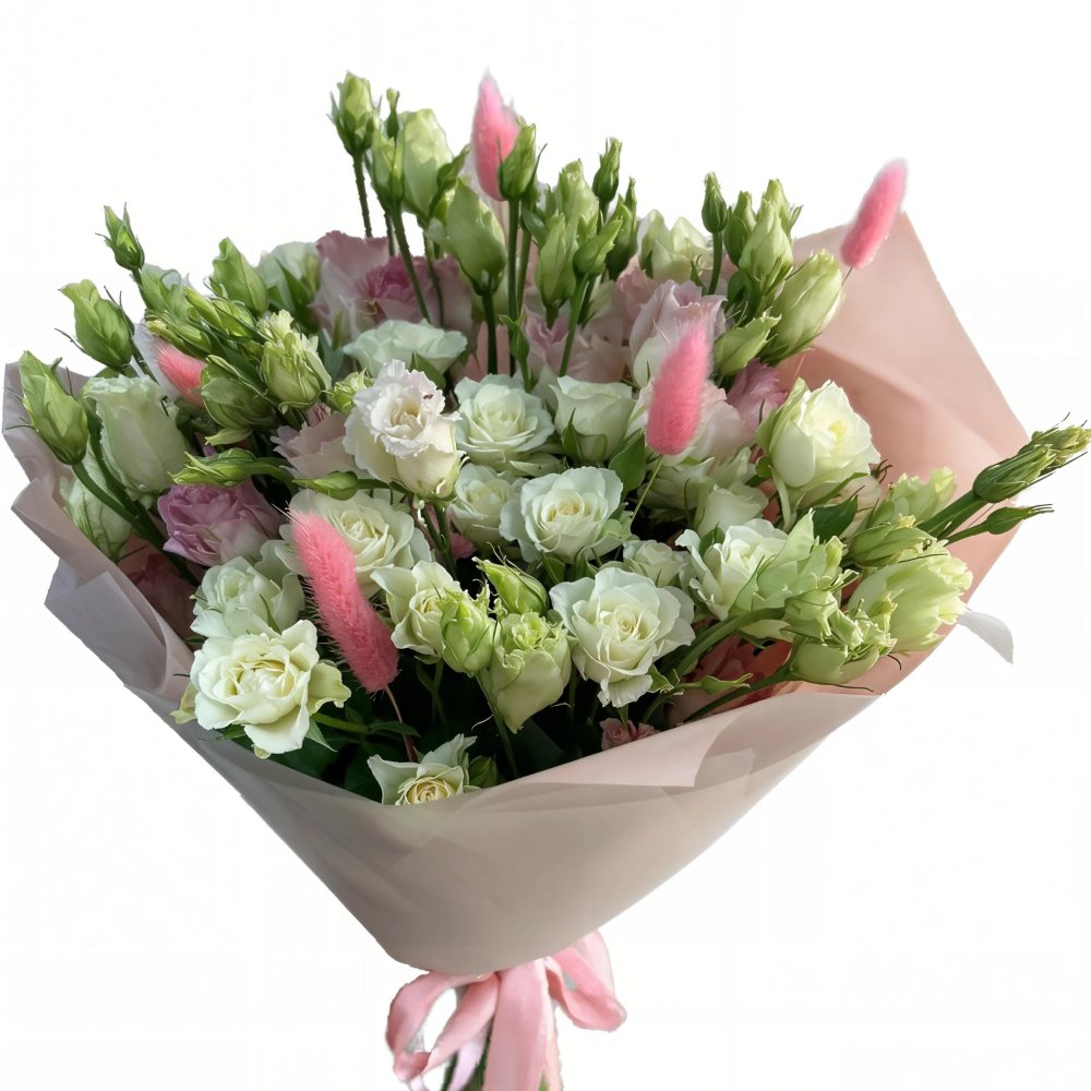 Букет цветов из: Розы и Лизиантусы